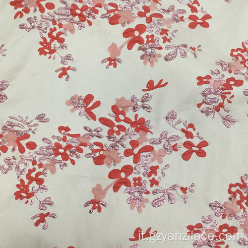 Farbic jacquard stampa fiori vino rosso